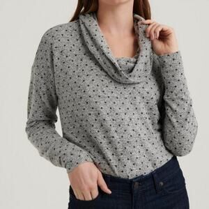 LUCKY BRAND COWL NECK CLOUD JERSEY DOT TOP WOMEN SIZE XL